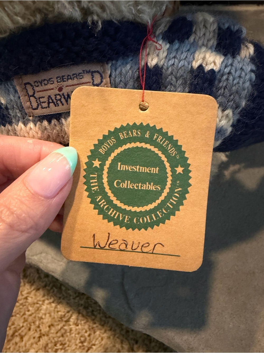 Boyds Bears Weaver Archive Collection Teddy Bear Blue Sweater w/ Tags - Picture 4 of 4